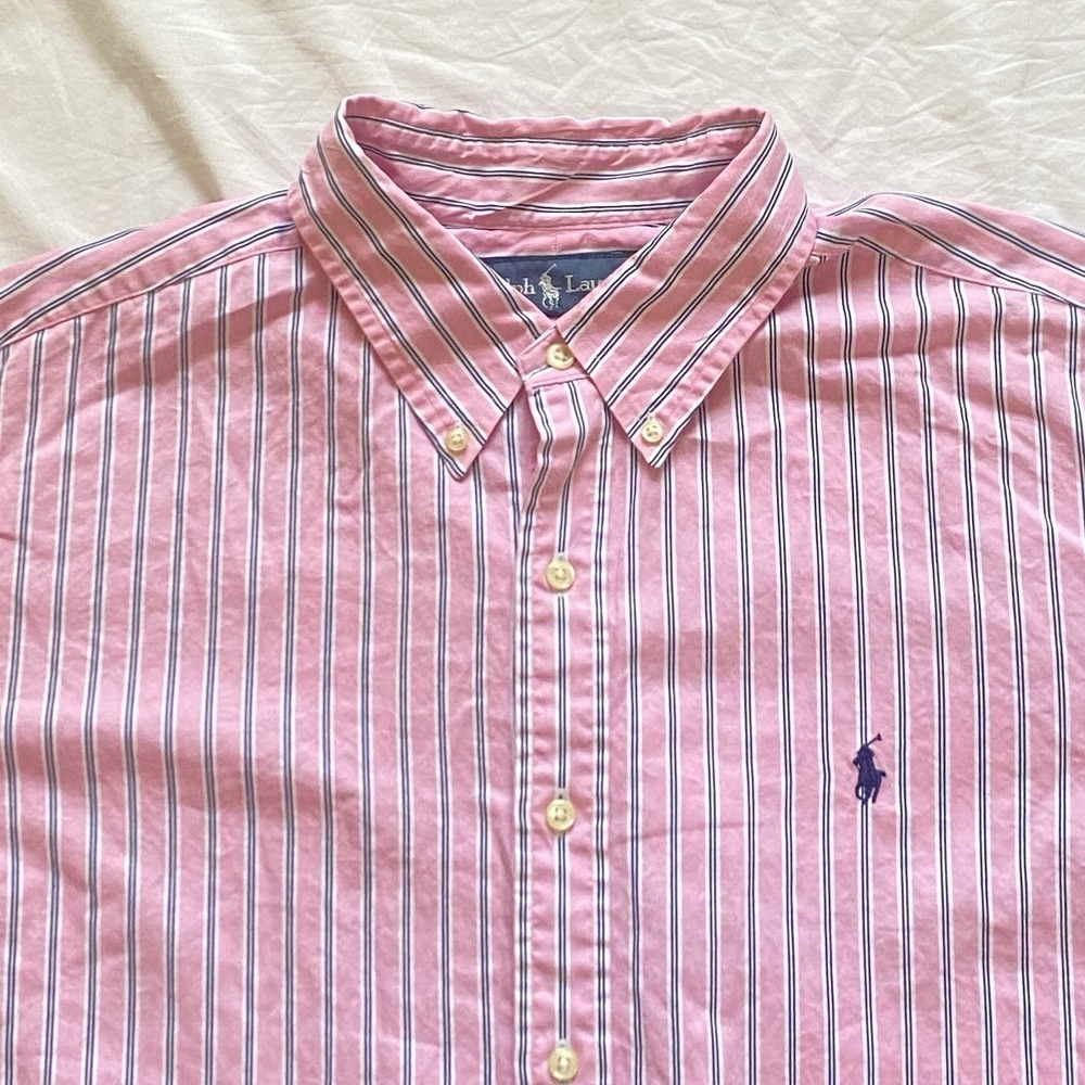 Ralph Lauren Shirt Mens XL/TG Classic Fit Button Down Long Sleeve Striped Dress